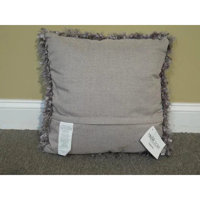 Silver Mina Victory by Nourison Boa Shag Lurex Pewter Pillow For Sale - Image 8 of 9