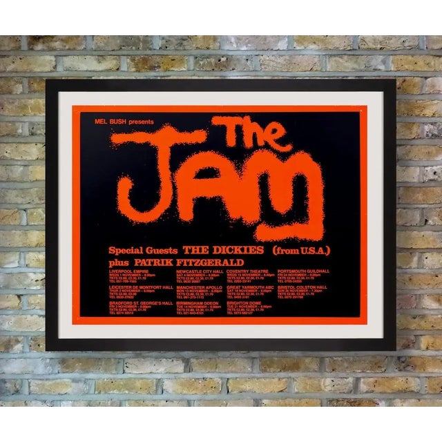 A rare original tour poster for the jam's 1978 uk apocalypse tour, screenprinted in black on vibrant neon orange....