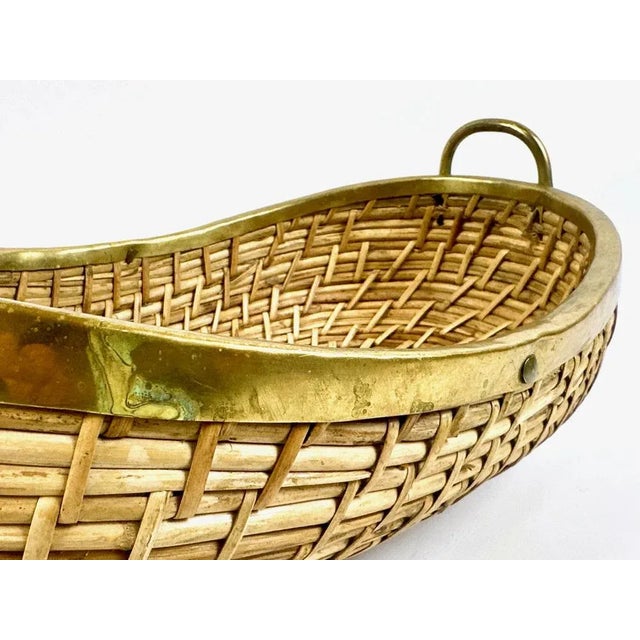 Large Rattan and Brass Fruit Bowl, 1970s For Sale - Image 6 of 10