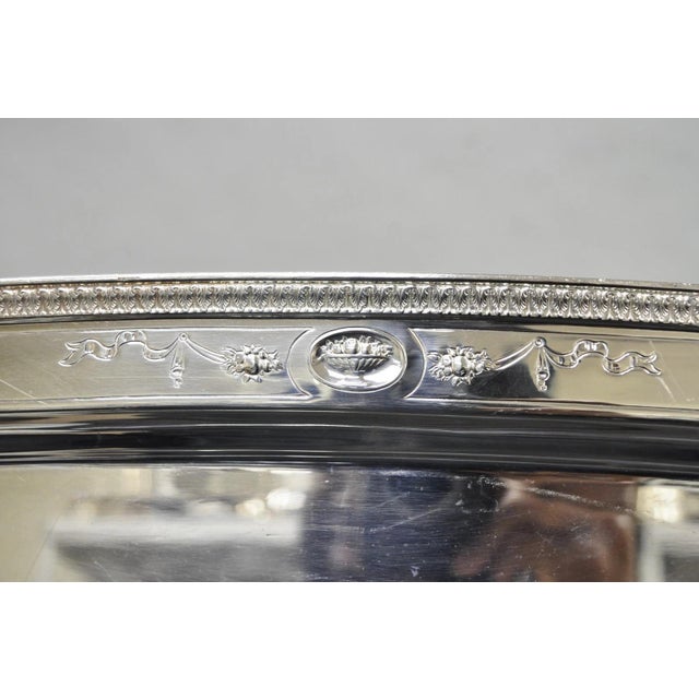 Reed & Barton Antique Reed & Barton 04072 English Edwardian Silver Plater Serving Platter Tray For Sale - Image 4 of 14