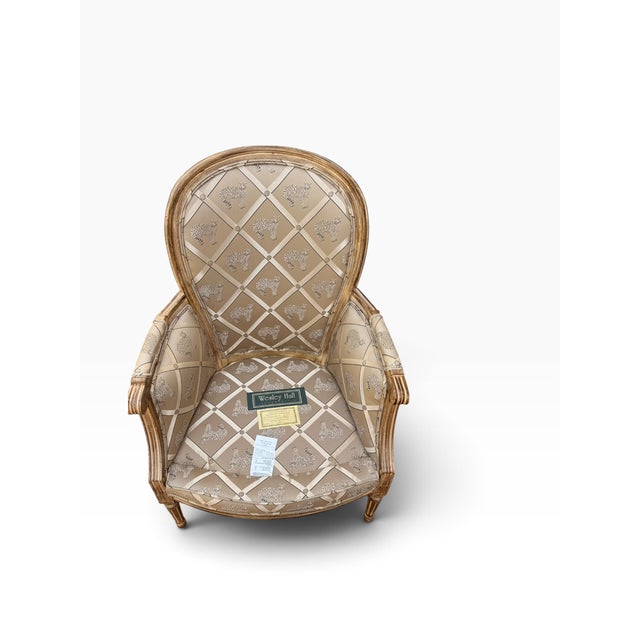 Wesley Hall Louis XVI Style Upholstered Bergère Chair For Sale - Image 10 of 14