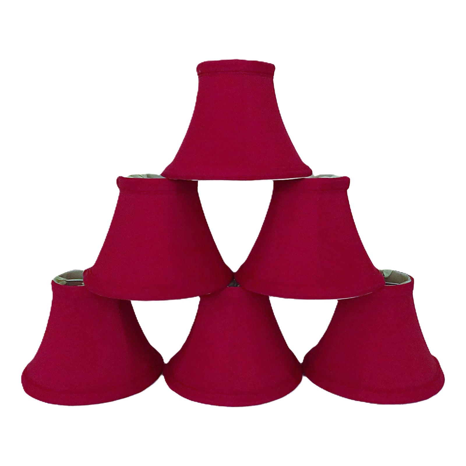 Set of 6 Lamp or Chandelier Shades Deep Red Clip-on Bell | Chairish