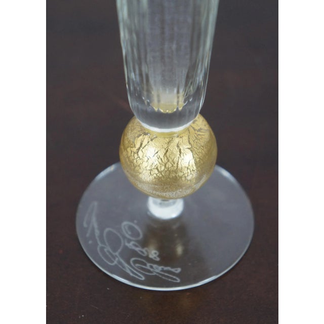 1998 Hand Blown Art Glass Trumpet Vase with Gold Flake Bauble For Sale - Image 4 of 11