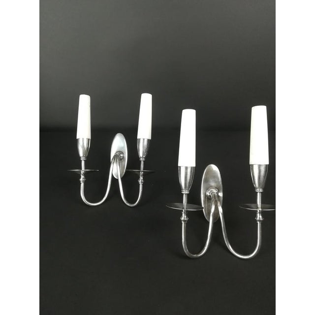 Mid-Century Modern Silvered French Wall Lamps, 1950s, Set of 2 For Sale - Image 3 of 8