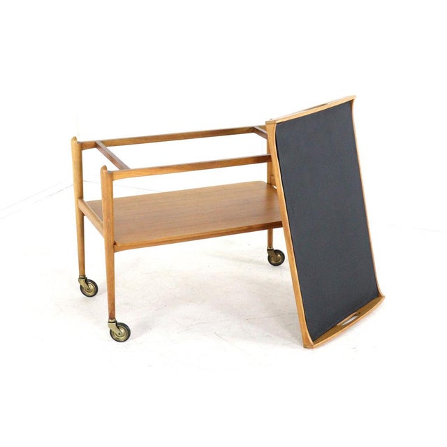 Wood Trolley with Removable Tray, 1960s For Sale - Image 7 of 15