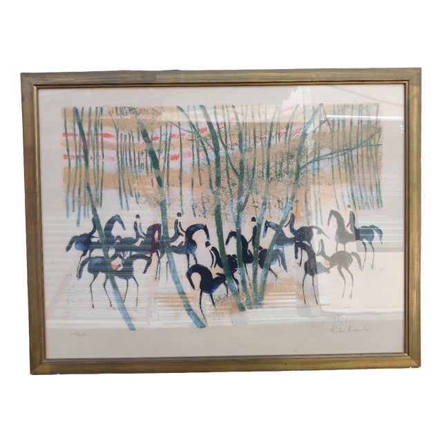 André Brasilier, Walk in the Snow, 1970s, Lithograph For Sale