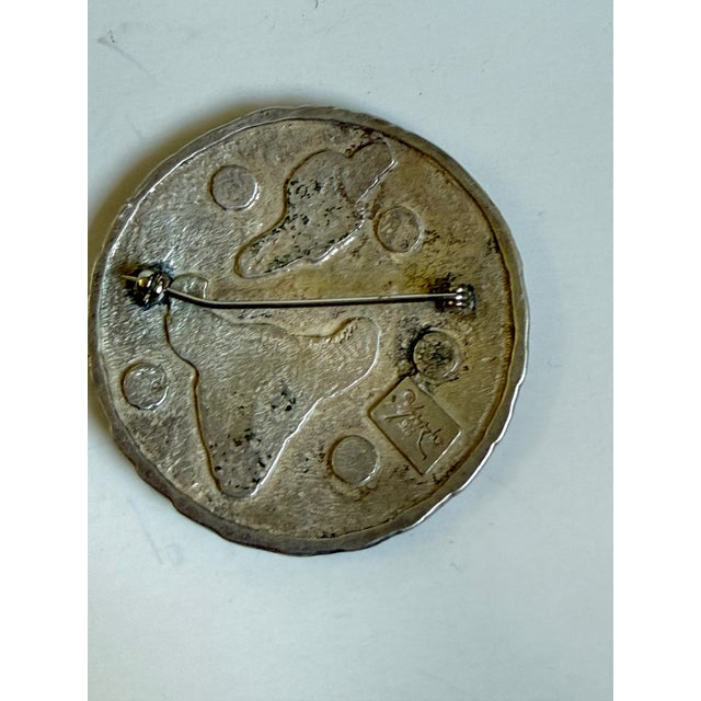 Late 20th Century Vintage Navajo Sterling Silver Petroglyph Brooch by Joe Piaso Jr. For Sale - Image 5 of 6