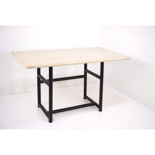 Metal and Travertine Worktable, 1980s For Sale - Image 4 of 4