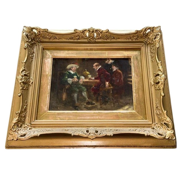 Signed Oil on Panel, Dutch Golden Age Manner Tavern Scene, 19th Century For Sale - Image 15 of 15
