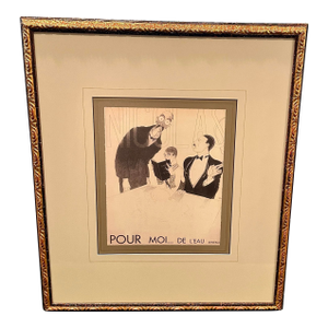 1930’s Advertising Lithograph in Rococo Frame by Paul Iribe