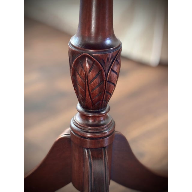 Mid-Century Modern Vintage Lane Mahogany Drum Table Round Pedestal Side End Table Drawer Claw Feet For Sale - Image 3 of 11