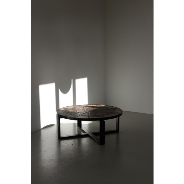 Mid-Century Modern Danish Round Tiled Coffee Table by Ox-Art for Trioh, 1970s For Sale - Image 3 of 18