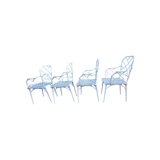 4 Calcutta Faux Bamboo Outdoor Armchairs Set by Hall Bradley for Brown Jordan For Sale - Image 10 of 10