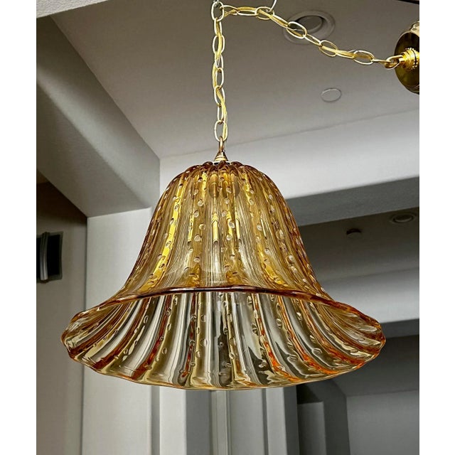 1960s Murano Gold Glass Bell Shaped Chandelier or Pendant For Sale - Image 5 of 12