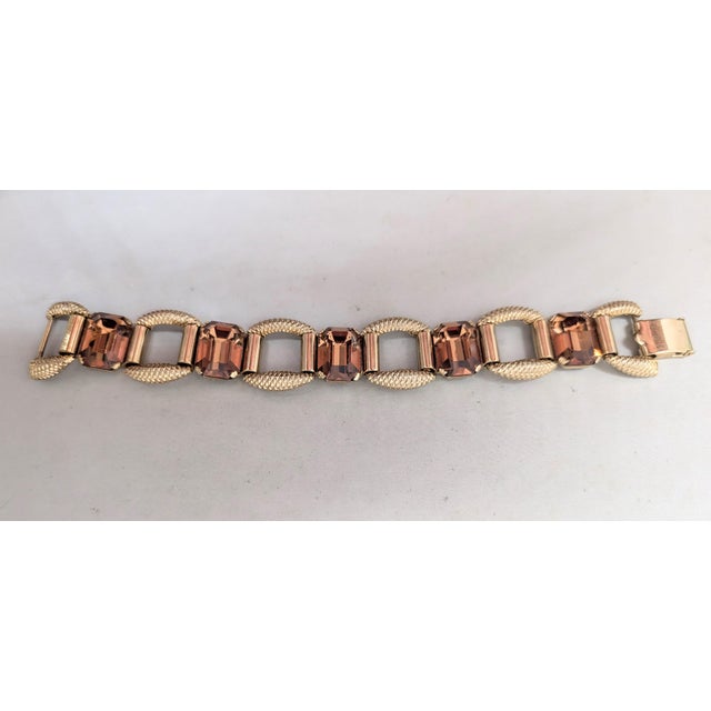 Vintage Signed Napier Goldtone Emerald Cut Faux-Topaz Bracelet For Sale In Philadelphia - Image 6 of 10