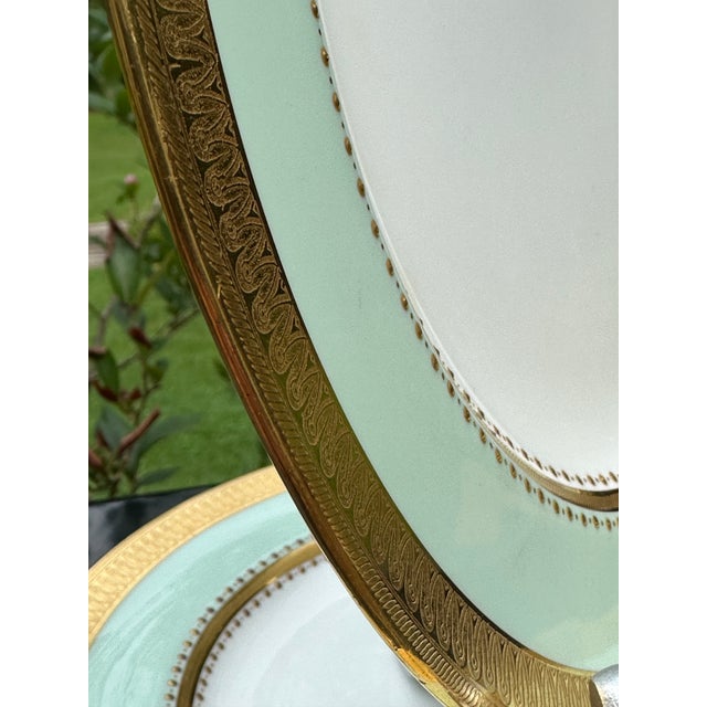 Antique Minton Porcelain Dinner Service | Mint Green Gold Gilt Monogram 1884 - 34 pcs For Sale - Image 14 of 16