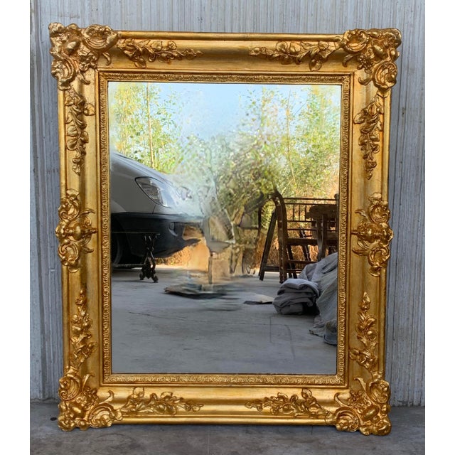 19th Century 19th French Empire Period Carved Gilt Wood Rectangular Mirror For Sale - Image 5 of 9