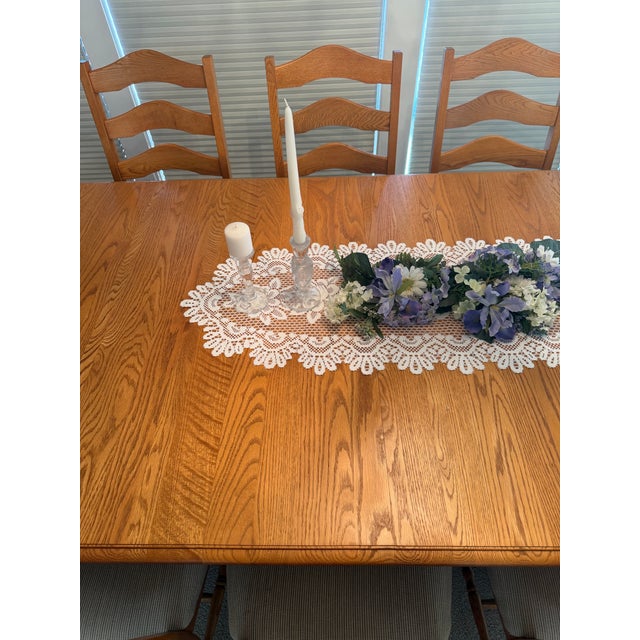 1990s Cherrico Solid Oak Expandable Dining Set With 10 Chairs For Sale - Image 4 of 12