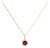 10K Yellow Gold Red Garnet and 1/10 Cttw Diamond Accent Halo Pendant Necklace For Sale