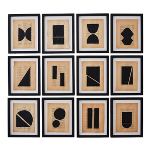 Josh Young Design House Noir Géométrique Collection Paintings, 12 Pieces