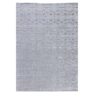 Modern Indian Custom Rug in Tonal Grays – Floral Design by Doris Leslie Blau For Sale