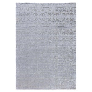 Modern Indian Custom Rug in Tonal Grays – Floral Design by Doris Leslie Blau