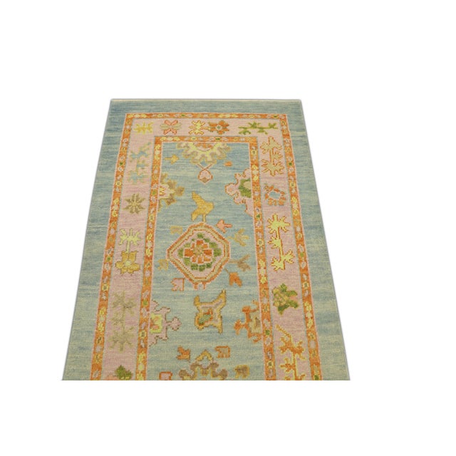 Modern Turkish Oushak Rug 3' x 8'6" For Sale - Image 4 of 5