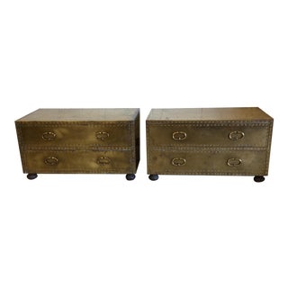 Sarreid Brass Chests Trunks- A Pair For Sale