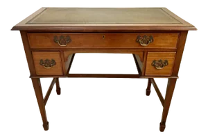 Vintage Georgian Walnut Writing Table With Tooled Leather Top