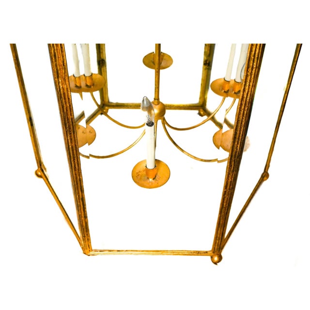Antique Monumental-Sized Gilt Wrought Iron Hall Lantern For Sale In New York - Image 6 of 6