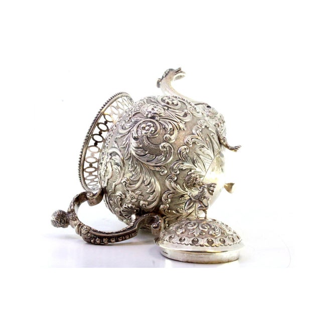 Silver Coffee Pot in Silver Relief with Female and Elf Faces, Lid with Lion-Shaped Handle and Claw-Shaped Feet For Sale - Image 8 of 10