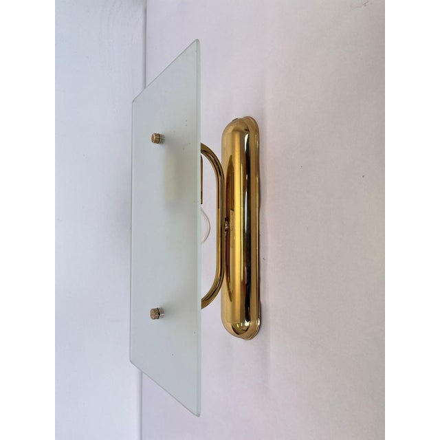 1980s Mid-Century Brass and Glass Wall Lights, 1980s, Set of 2 For Sale - Image 5 of 8