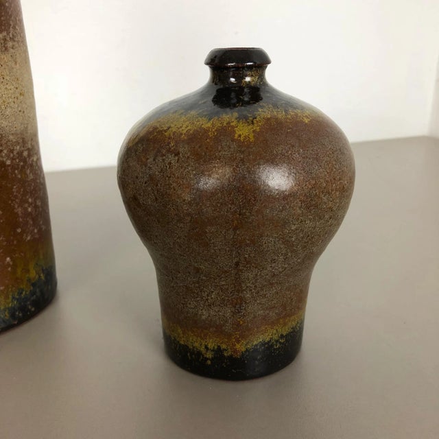 German Ceramic Studio Pottery Vase from Elmar & Elke Kubicek, 1970s, Set of 3 For Sale - Image 13 of 18
