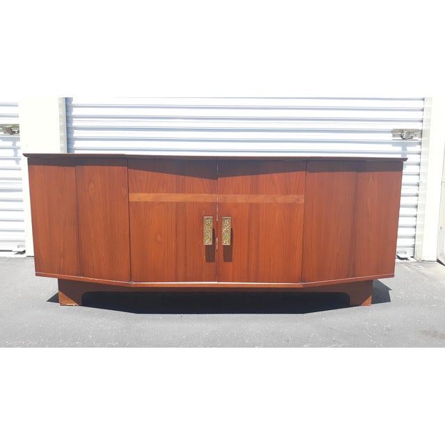 Mid Century Teak Stereo Media Turntable Cabinet Sideboard Console For Sale - Image 13 of 16