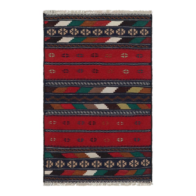Vintage Afghan Kilim Rug With Polychromatic Stripes, From Rug & Kilim For Sale