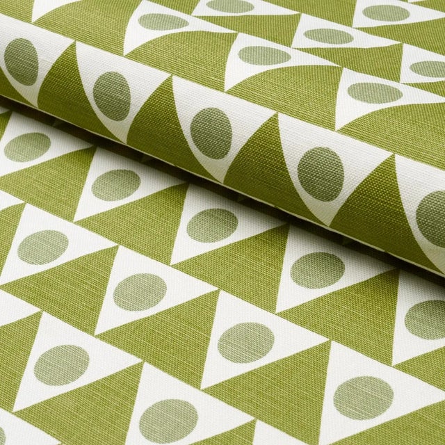 Schumacher SAMPLE - Schumacher X Studio Bon Pennant Fabric In Green For Sale - Image 4 of 4