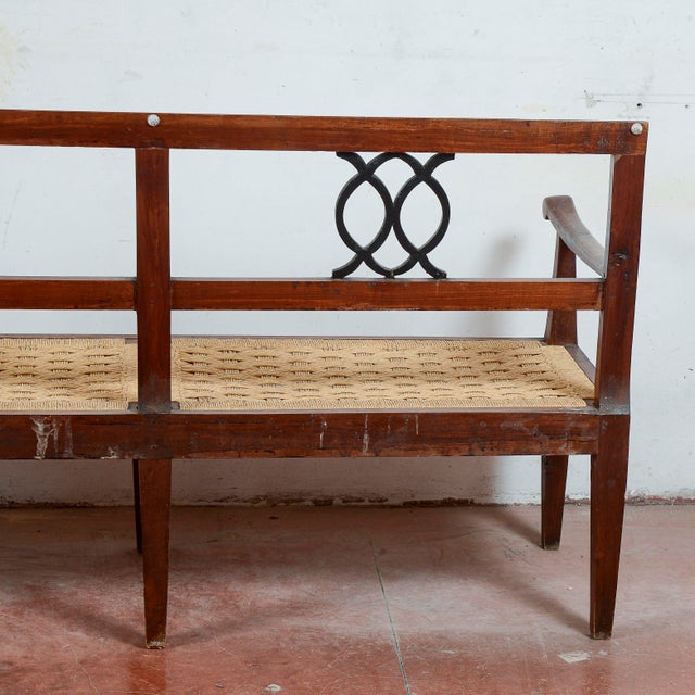 18th Century Style Bench with Raffia and Straw Seat For Sale - Image 12 of 15