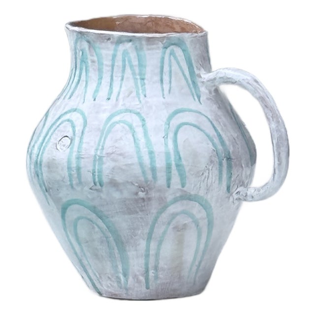 Aqua Arc Italian Ceramic Pitcher For Sale