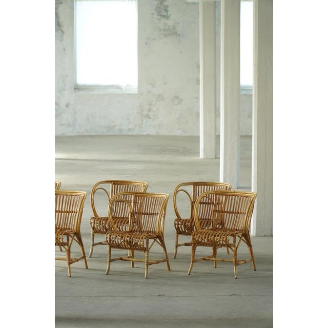 Danish Modern Bamboo Dining Chairs by Robert Wengler, 1930s, Set of 6 For Sale - Image 3 of 18