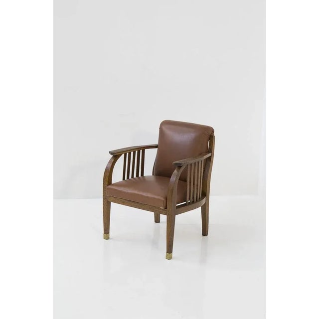 Vintage Leather Armchair attributed to Jocob & Josef Kohn, 1920s For Sale - Image 12 of 12