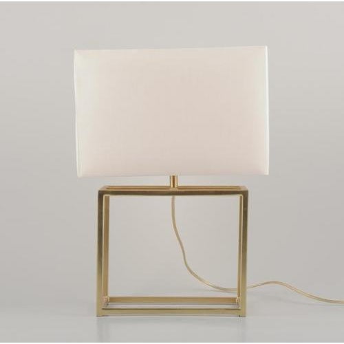 Table Lamp in Brass with White Fabric Shade For Sale - Image 3 of 10