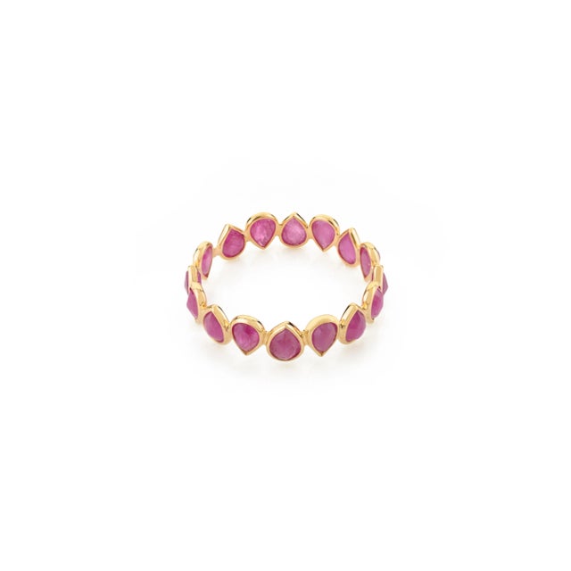 Metal Natural Ruby Eternity Band Ring Size 6 in 18k Yellow Gold For Sale - Image 7 of 11
