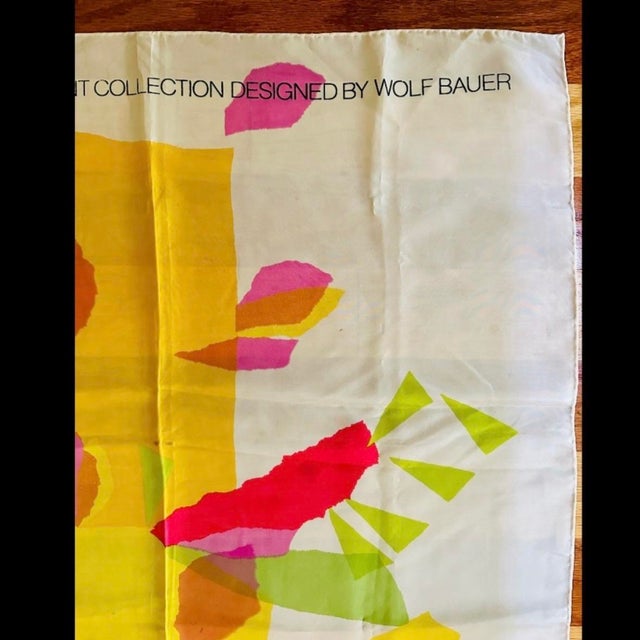 Knoll Vintage 1960s Knoll Silky Acetate Fabric Textile Wolf Bauer Collage Scarf Banner For Sale - Image 4 of 7