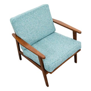 Mid Century Danish Modern Lounge Chair Armchair Blue Aqua Arms MCM Denmark Japan For Sale