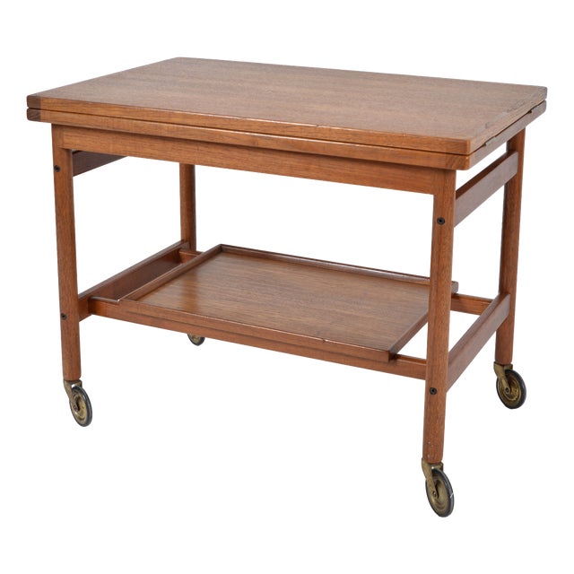 Teak Extending Serving Table Drinks Cart Trolley by Kurt Østervig for Jason Møbler, Denmark, 1960s For Sale