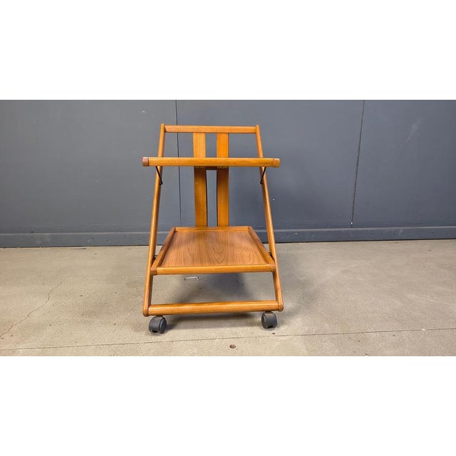 Vintage Italian Foldable Wooden Serving Cart, 1980s For Sale - Image 4 of 18