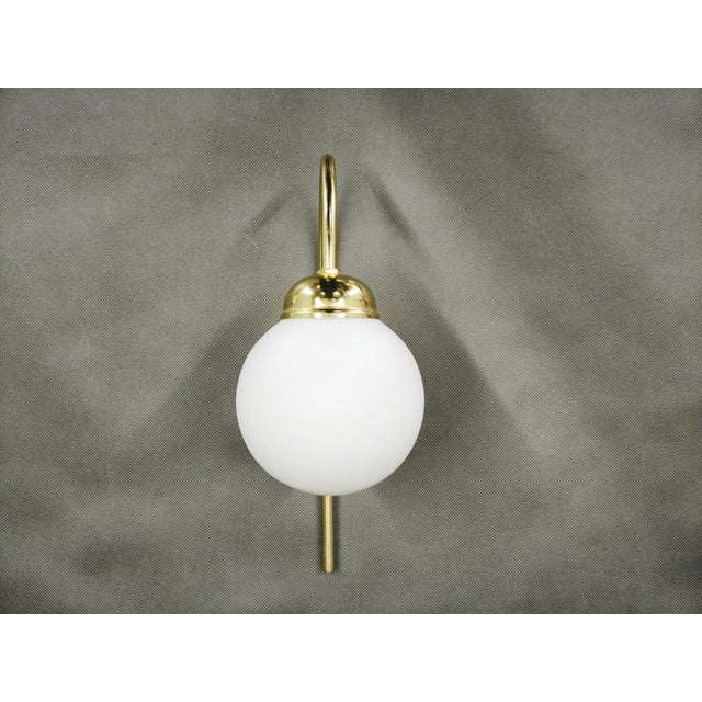 1970s Vintage Brass and Opaline Glass Wall Lights by Kamenický Šenov, 1970s, Set of 3 For Sale - Image 5 of 12