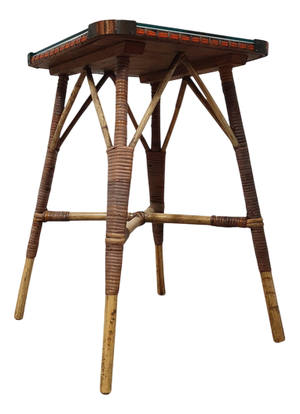 Bamboo Side Table with Glass Top