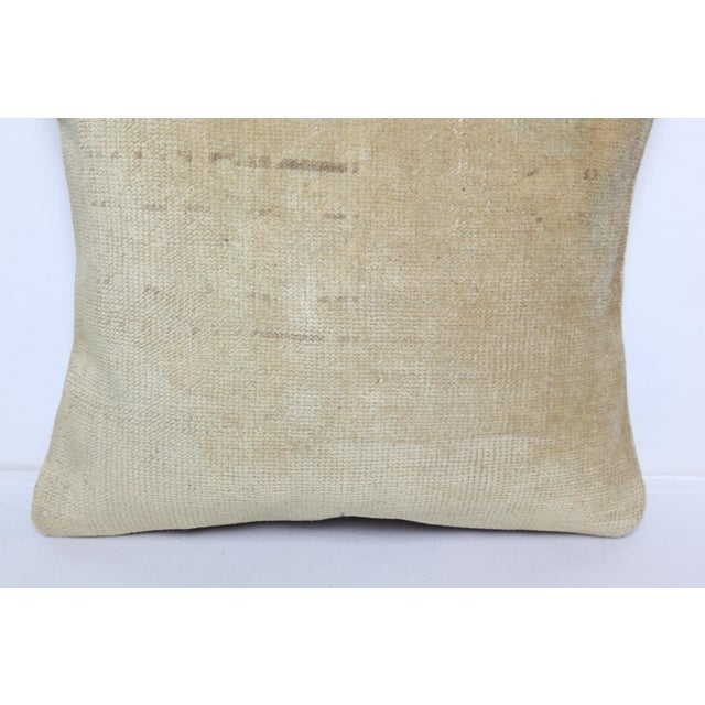 Mid 20th Century Foft Color Tones Vintage Oushak Rug Pillow -16'' X 18'' For Sale - Image 5 of 9