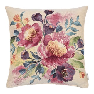 Blushing Blooms Woven Cushion With Feather Filler - 42x42cm (17"x17") For Sale